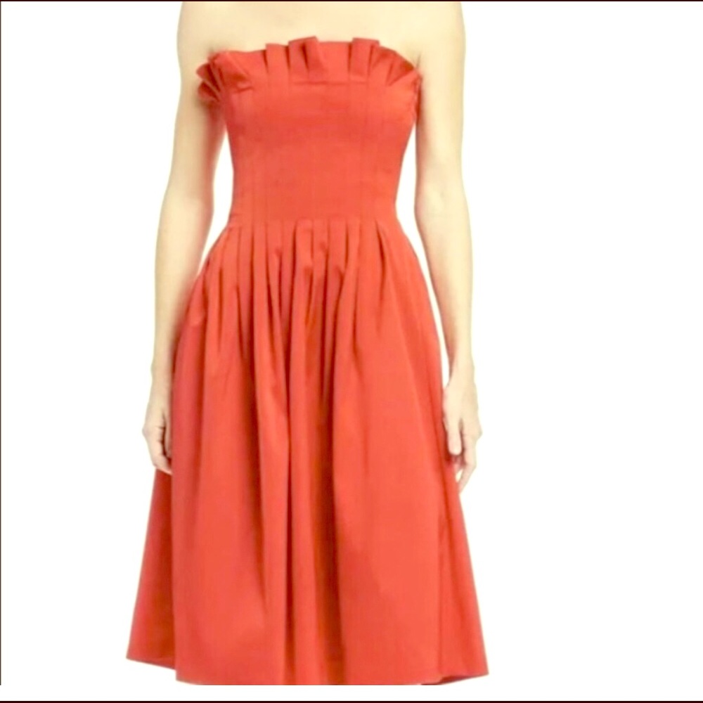 NWT Antonio Melani Red Alicia Strapless Ruffle Bod